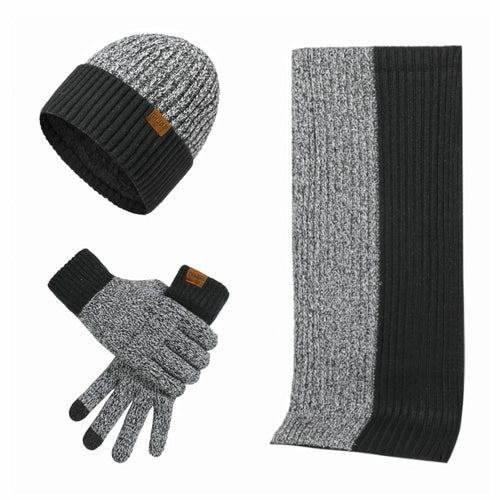 3 Pcs Long Scarf Beanie Gloves Set