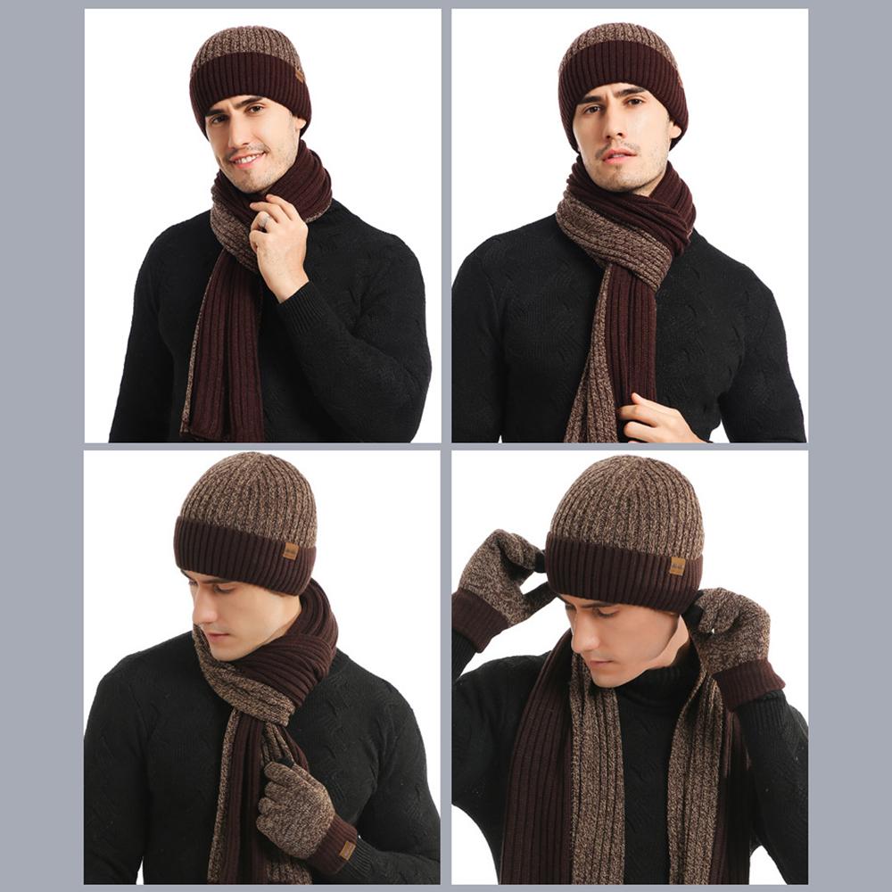 3 Pcs Long Scarf Beanie Gloves Set