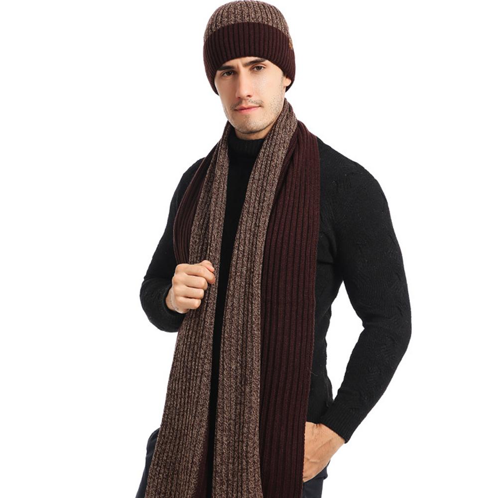 3 Pcs Long Scarf Beanie Gloves Set
