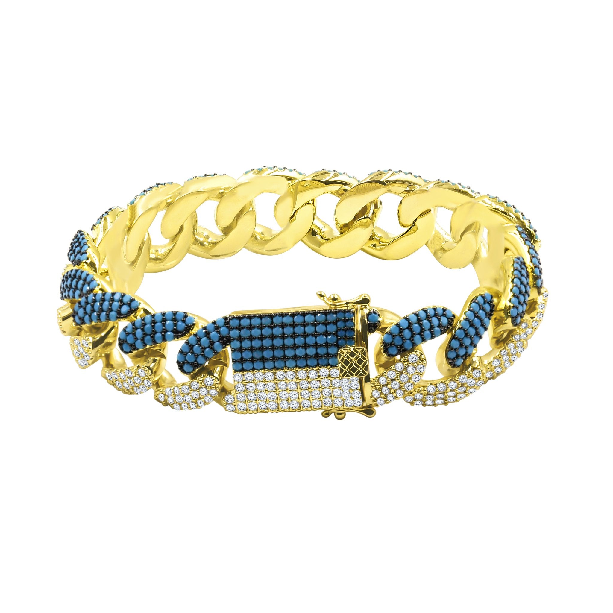 “14K Gold Plated Cuban Link Bracelet – 18mm Iced Out with AAA Cubic Zirconia, 7 Inch, Hip Hop Jewelry for Men 961531