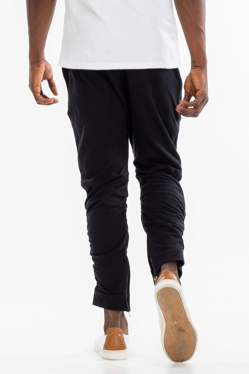 Men’s Slim Fit Black Jogger Pants with Zipper Cuffs & Drawstring – Casual Streetwear Sweatpants