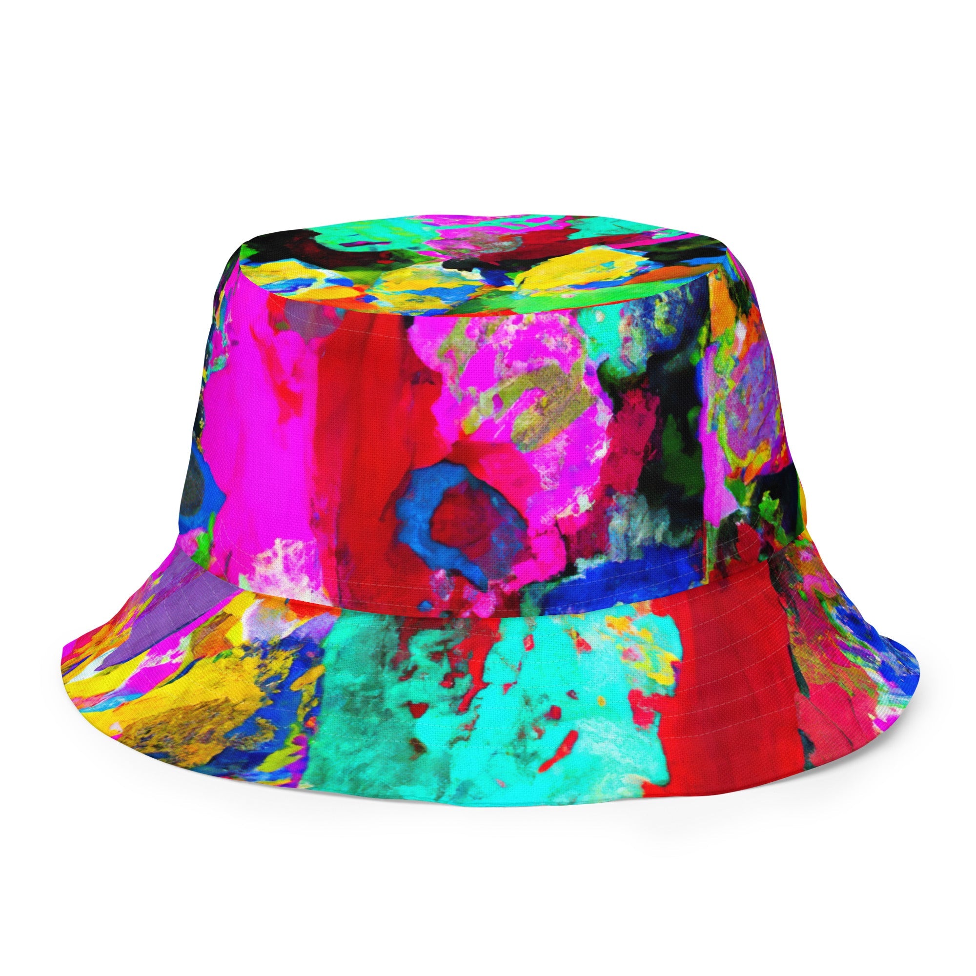 Multicolor Abstract Print Reversible Bucket Hat