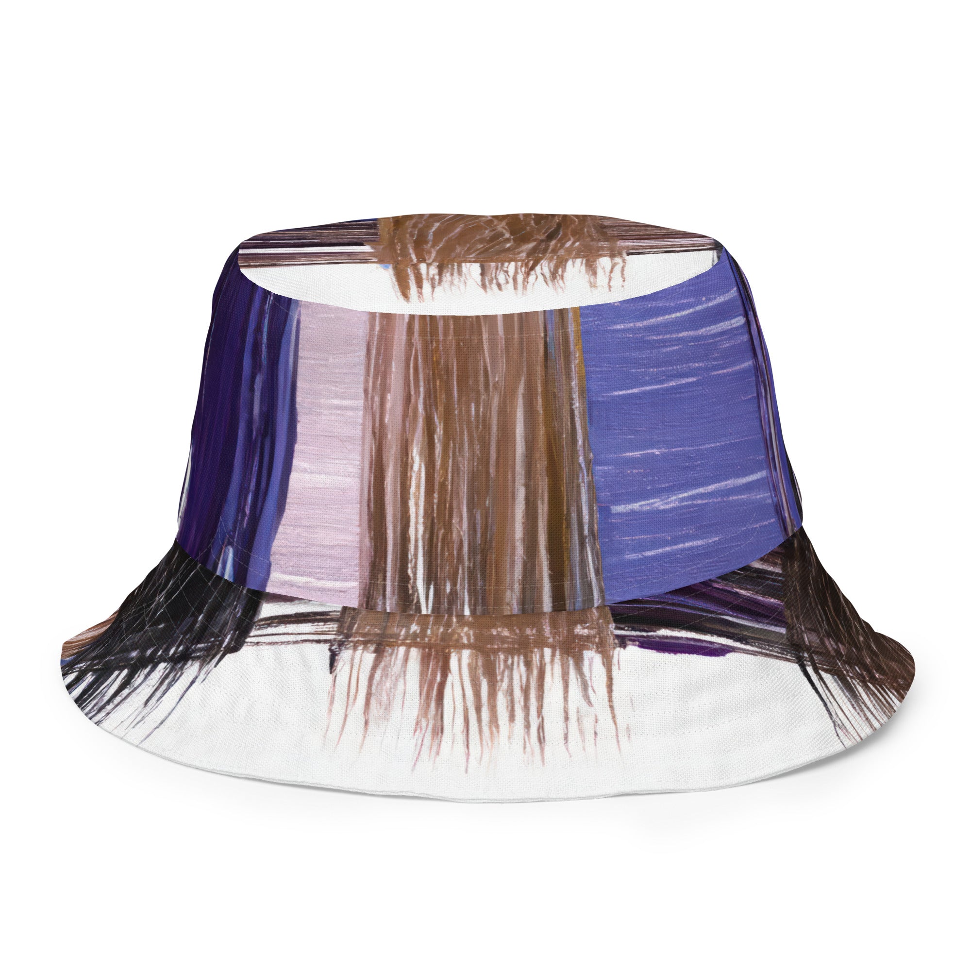 Rustic Brown Interweave Print Reversible Bucket Hat