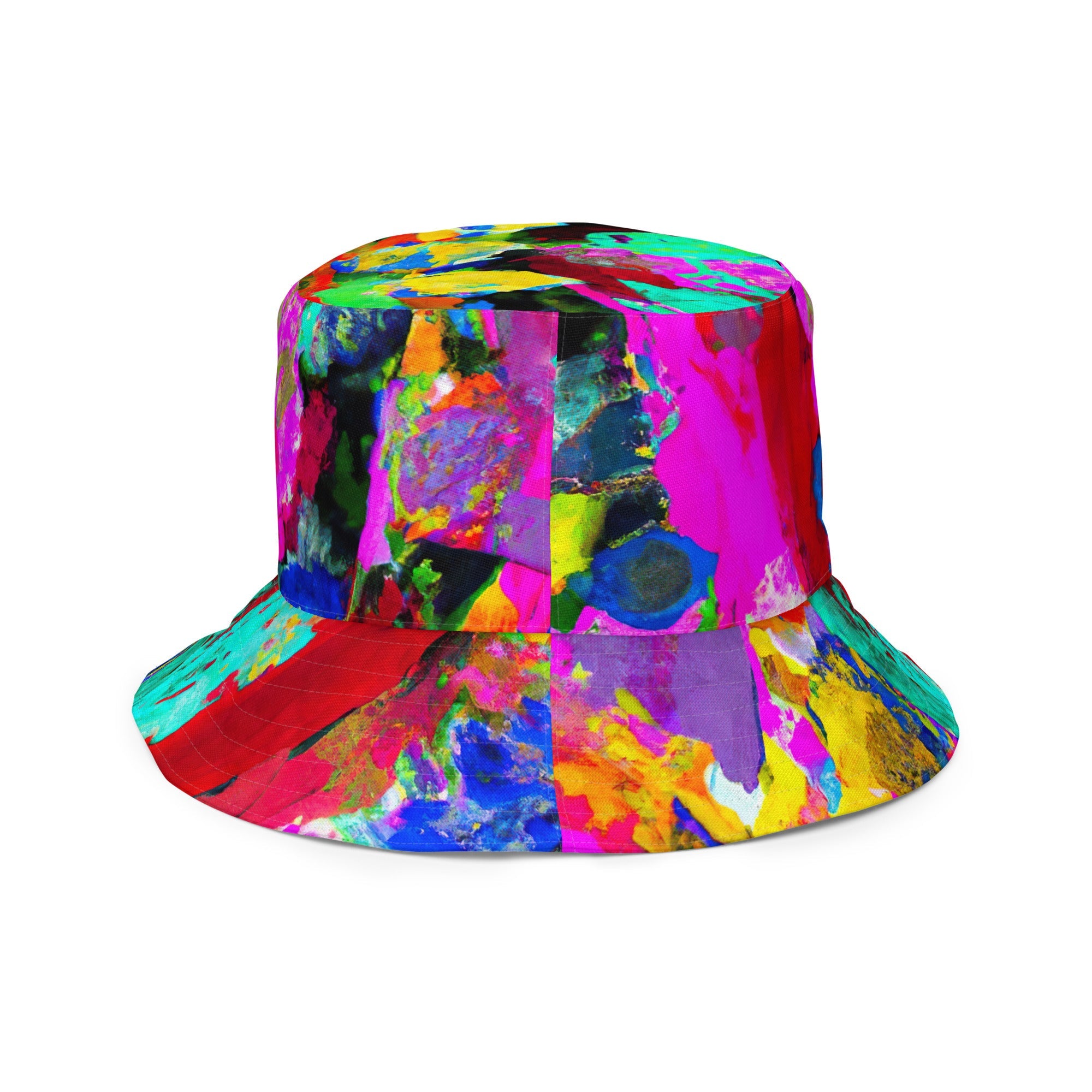 Multicolor Abstract Print Reversible Bucket Hat