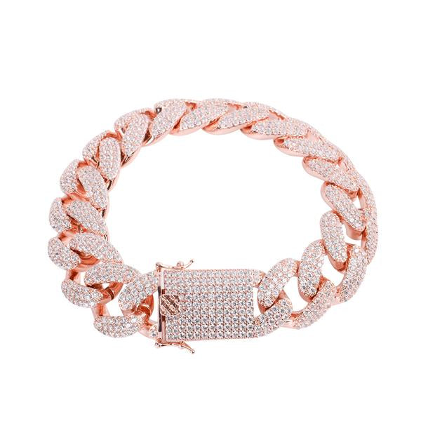 “14K Gold Plated Cuban Link Bracelet – 18mm Iced Out with AAA Cubic Zirconia, 7 Inch, Hip Hop Jewelry for Men 961531