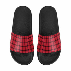 Mens Slide Sandals - Buffalo Plaid Red