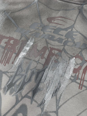 Men's Gothic Spider Web Graffiti Print Hoodie