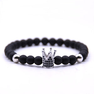 Micro-inlaid crown 6mm matte black plus copper bead bracelet copper