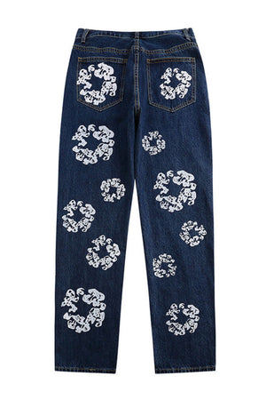 Men's Flower Graphic Print Jeans