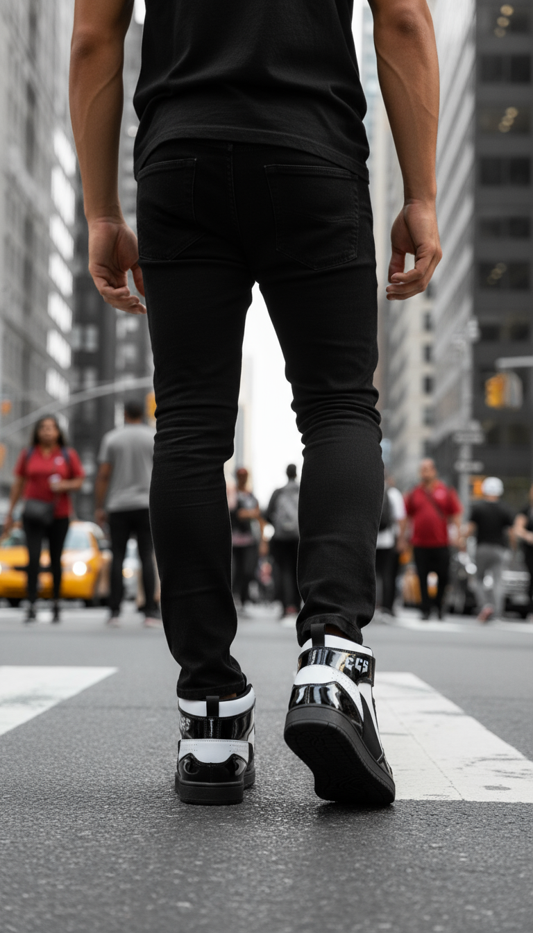 Cavalier Class Sport Italian High-Top Sneakers – Black and White Premium Streetwear Men’s Shoes