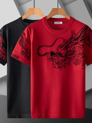 Men's Plus Size Dragon Round Neck Short Sleeve T-Shirt