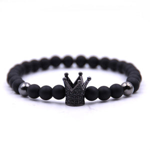 Micro-inlaid crown 6mm matte black plus copper bead bracelet copper