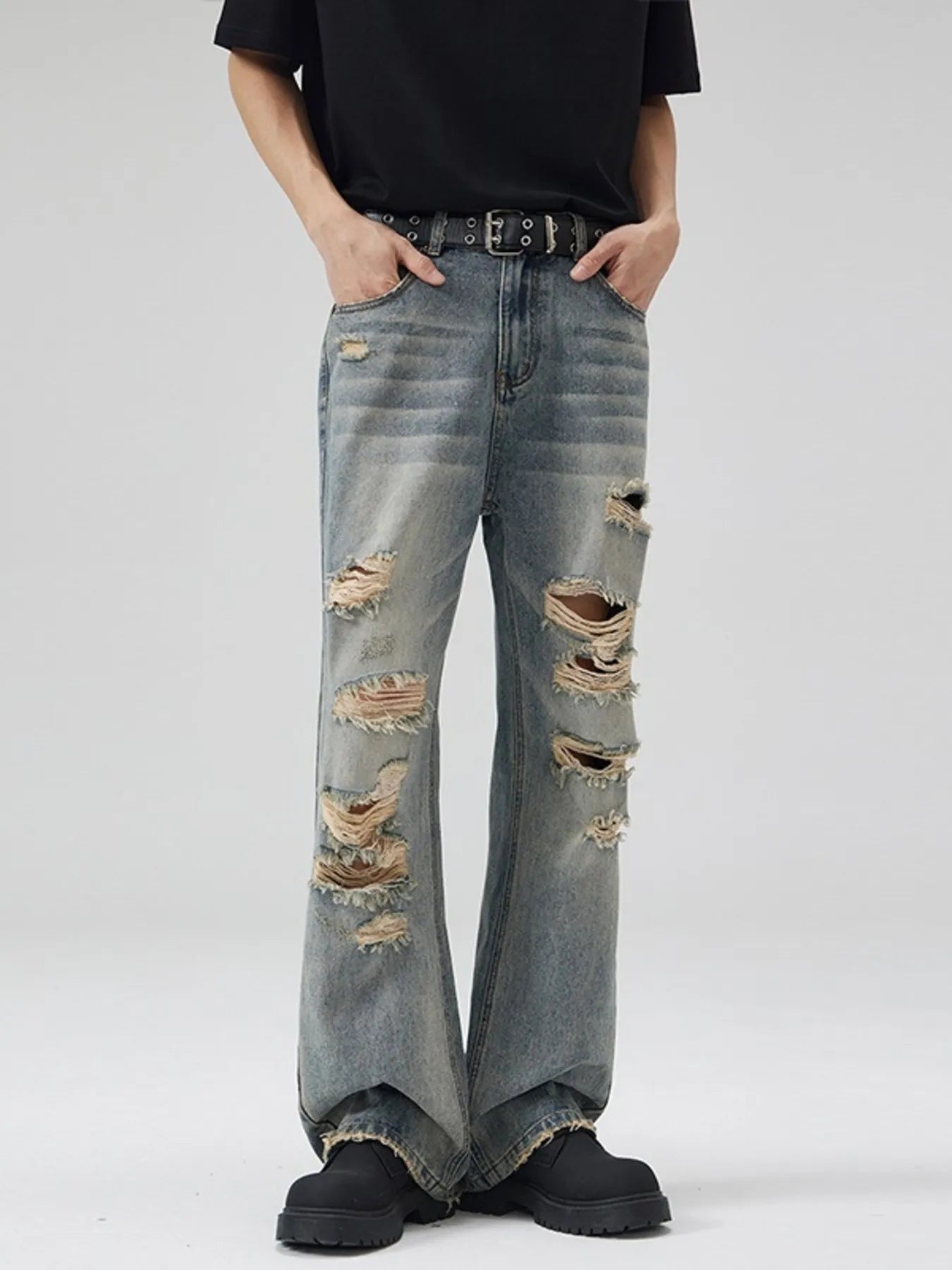 Men's Full Size Distressed Wide Leg Vintage Jeans Plus Size