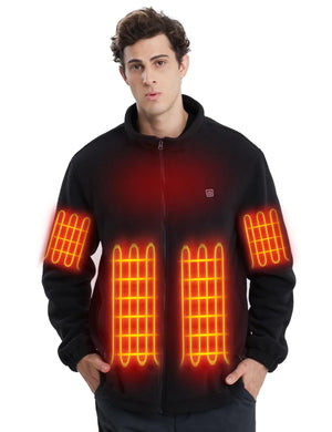 Muroly Heated Jackets for Men Heated Fleece Jacket with Battery Pack 7.4V 6 Heating Areas Heated Hoodie for Outdoor