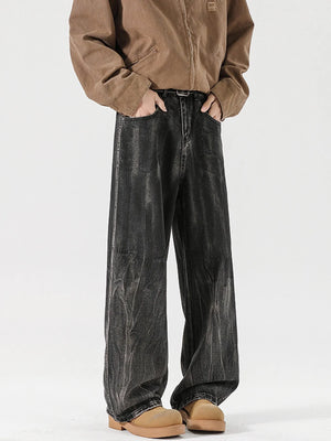 Men's Full Size Wide Leg Dark Wash Jeans Plus Size