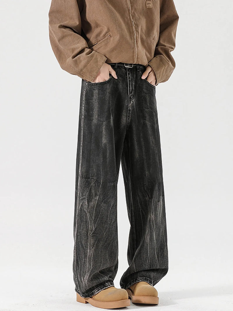 Men's Full Size Wide Leg Dark Wash Jeans Plus Size