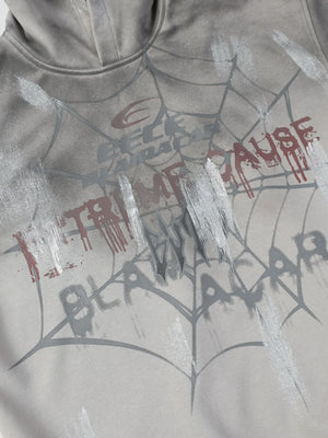 Men's Gothic Spider Web Graffiti Print Hoodie
