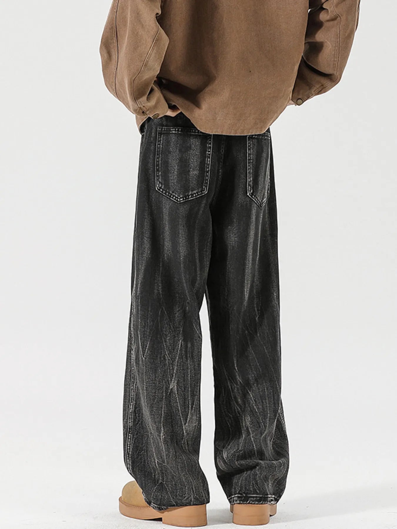 Men's Full Size Wide Leg Dark Wash Jeans Plus Size