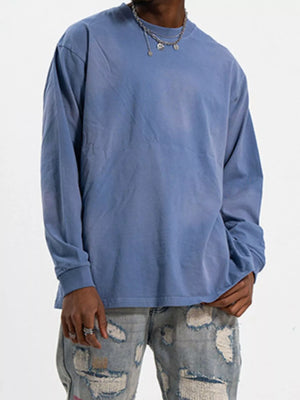 Men's Washed Long Sleeve Cotton T-Shirt