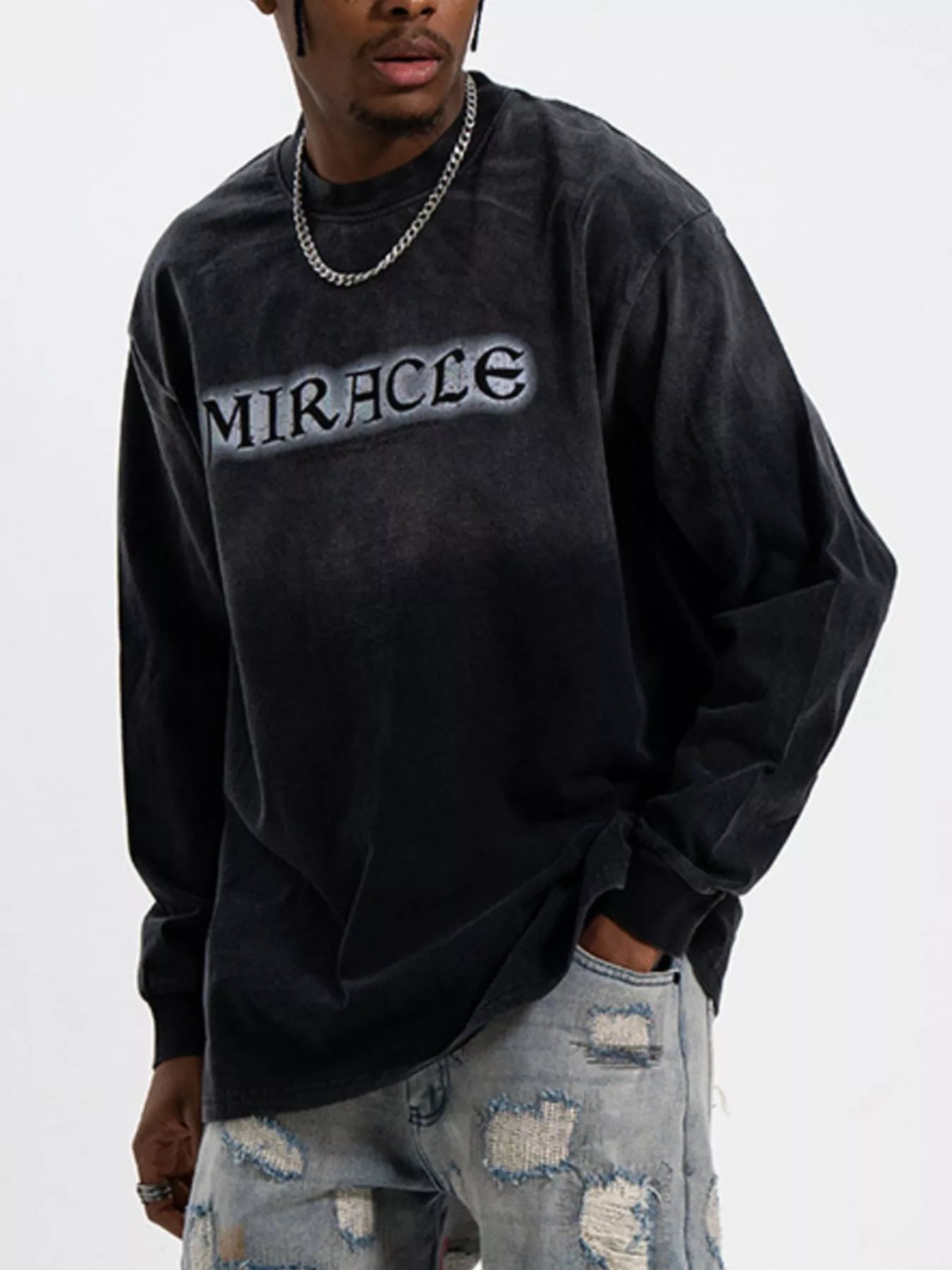 Men's Letter Round Neck Long Sleeve T-Shirt