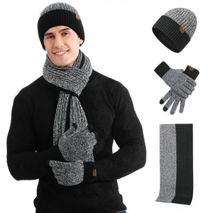 3 Pcs Long Scarf Beanie Gloves Set