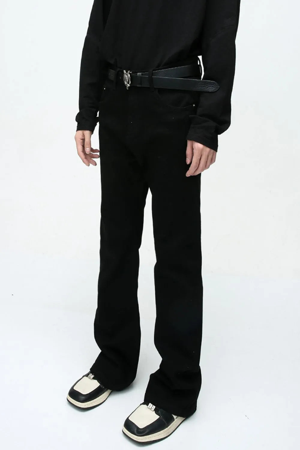 Men’s Classic Black Straight-Leg Denim Jeans – Non-Stretch Cotton Blend, Everyday Fit