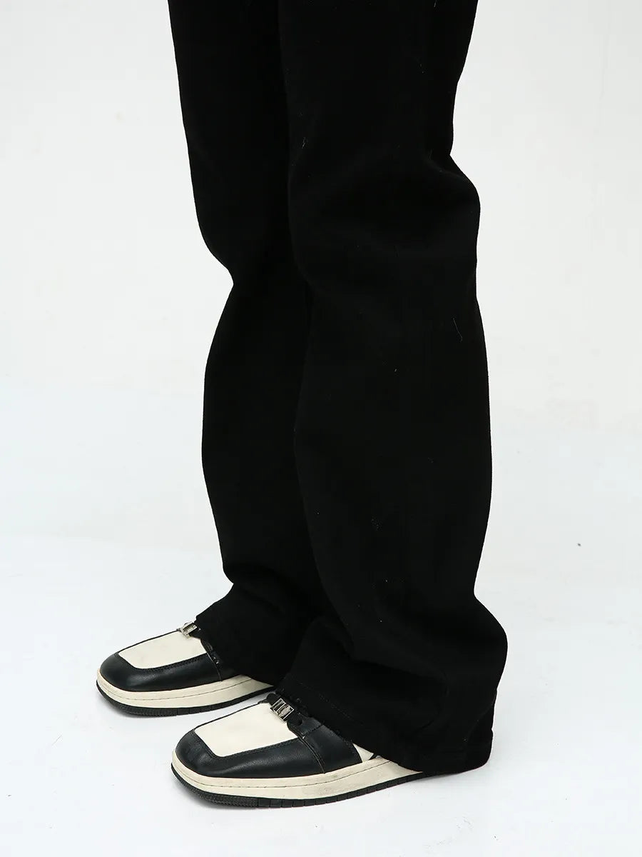 Men’s Classic Black Straight-Leg Denim Jeans – Non-Stretch Cotton Blend, Everyday Fit