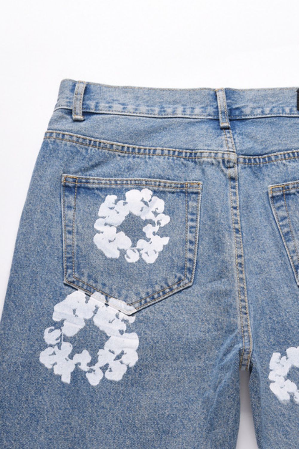 Men's Flower Graphic Print Jeans