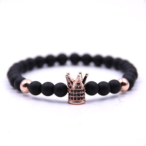 Micro-inlaid crown 6mm matte black plus copper bead bracelet copper