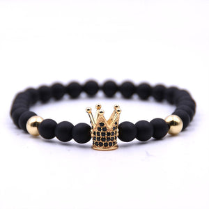 Micro-inlaid crown 6mm matte black plus copper bead bracelet copper