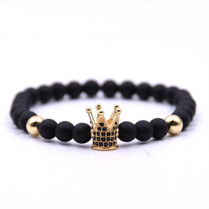 Micro-inlaid crown 6mm matte black plus copper bead bracelet copper
