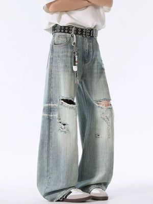 Men's Distressed Wide Leg Jeans