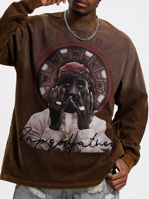 Men's Graphic Round Neck Long Sleeve T-Shirt