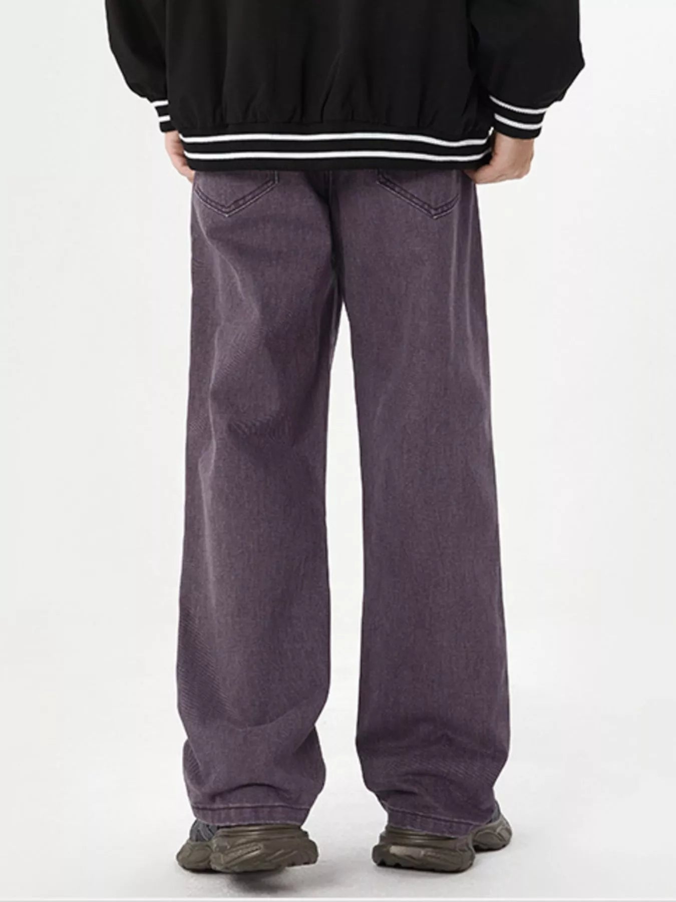 Men’s Purple Oversized Cotton Denim Jeans – Relaxed Fit Streetwear Wide-Leg Pants