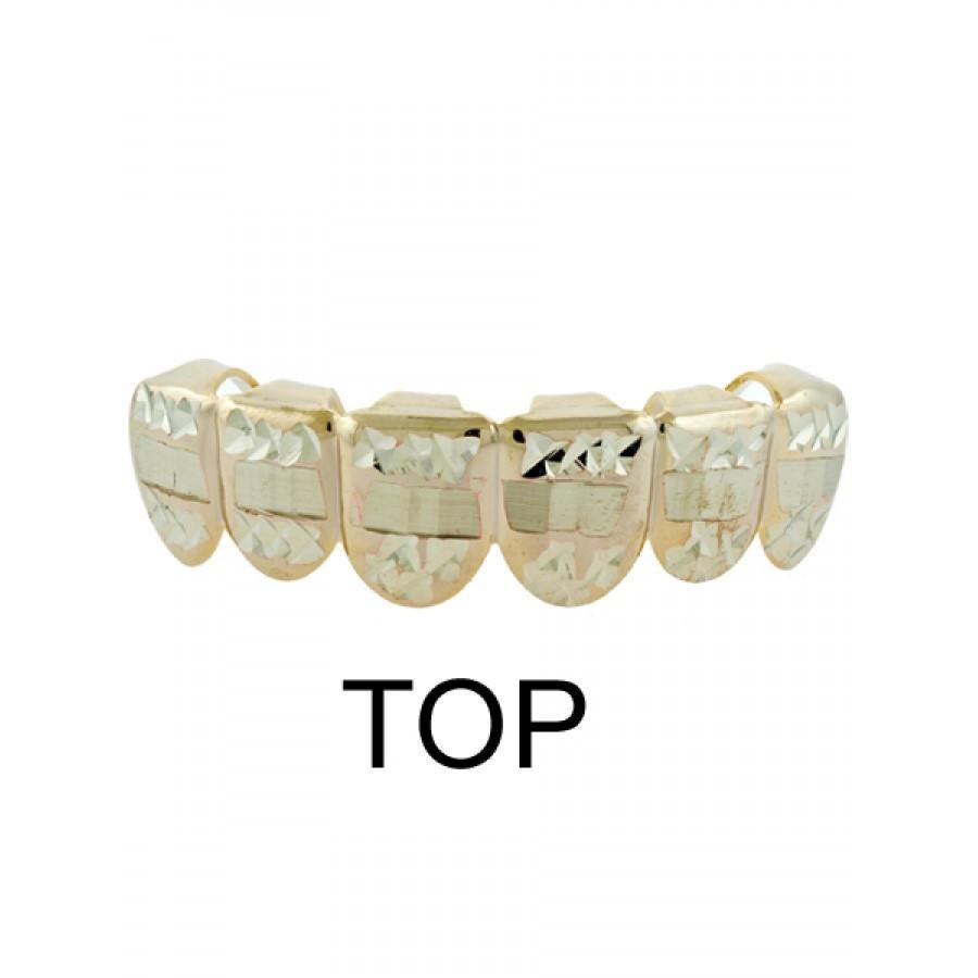 14K Yellow Gold Diamond Cut Teeth Grillz