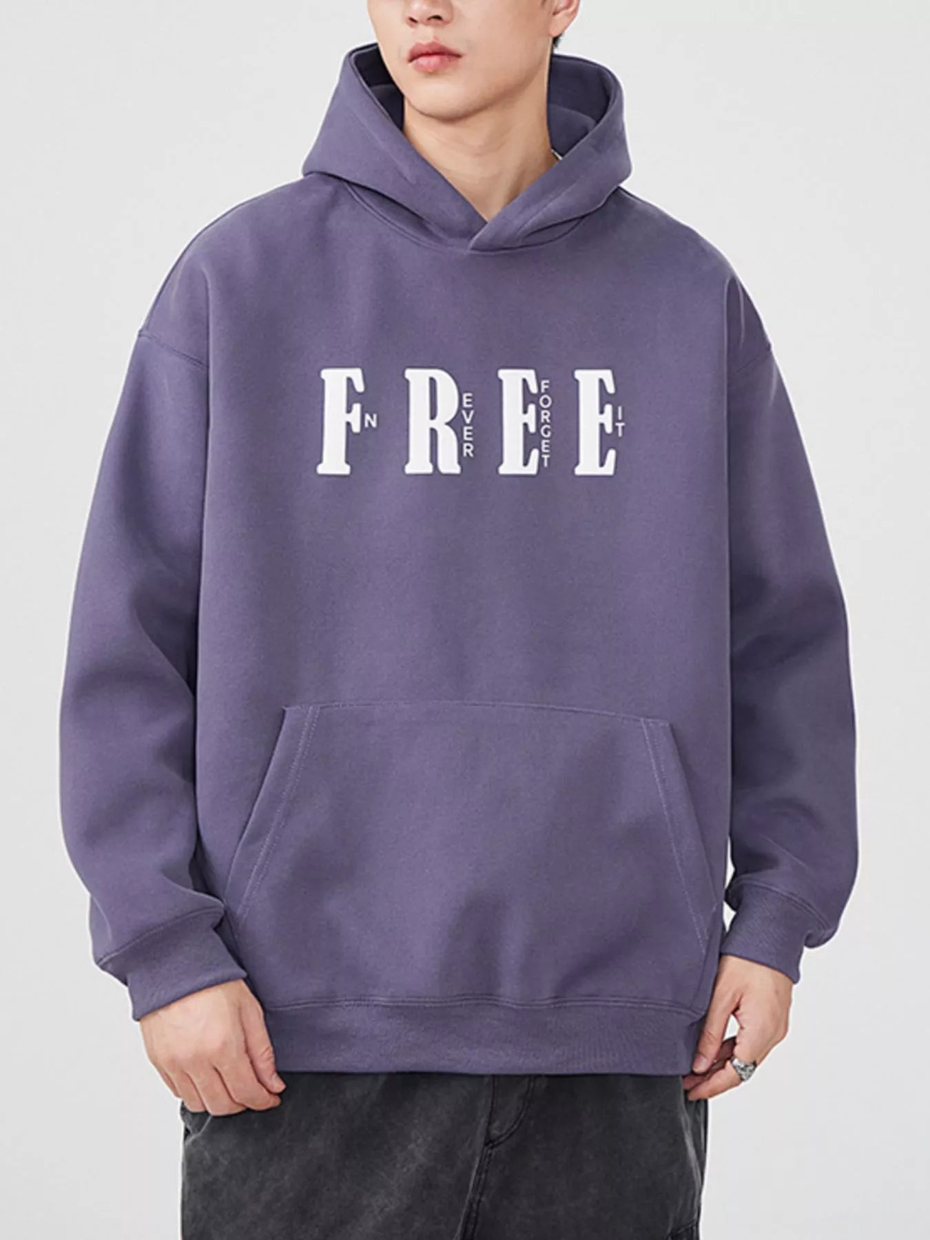 Men's Plus Size Drop Shoulder Kangaroo Pocket Hoodie