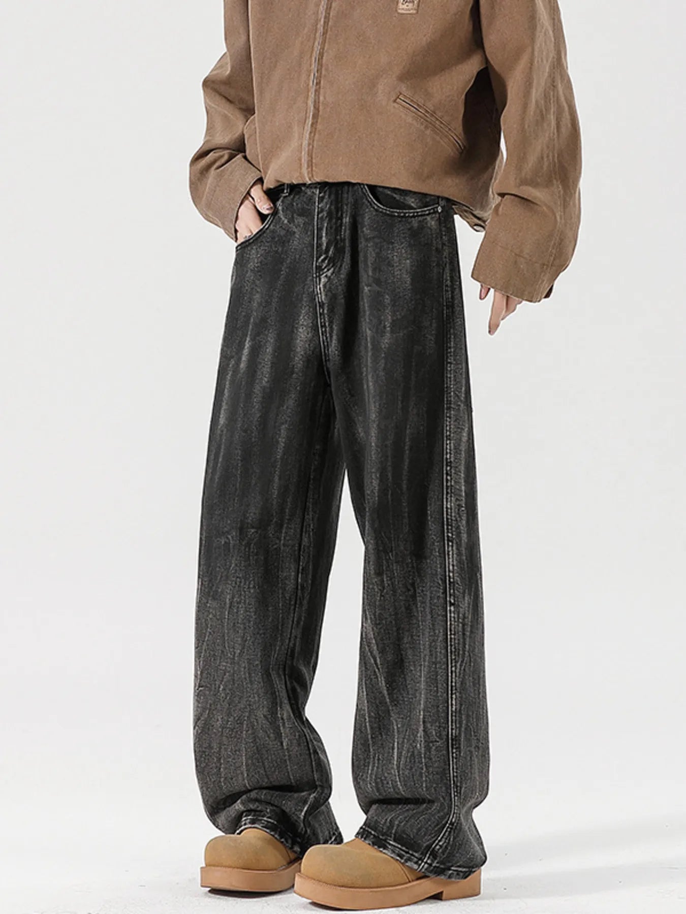 Men's Full Size Wide Leg Dark Wash Jeans Plus Size