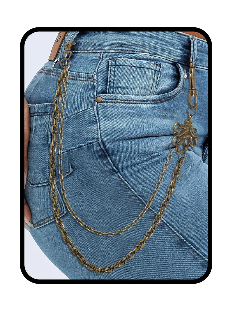 Navoky Halloween Skull Spider Pants Chain Punk Women Layered Belt Chain Goth Metal Jeans Chains for Men