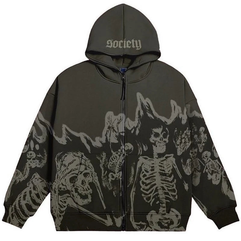 Skull Zipped Hoodie