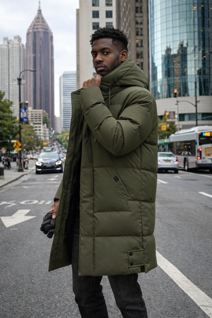 Men’s Long Puffer Winter Coat – Hooded Insulated Down-Style Jacket for Cold Weather Streetwear