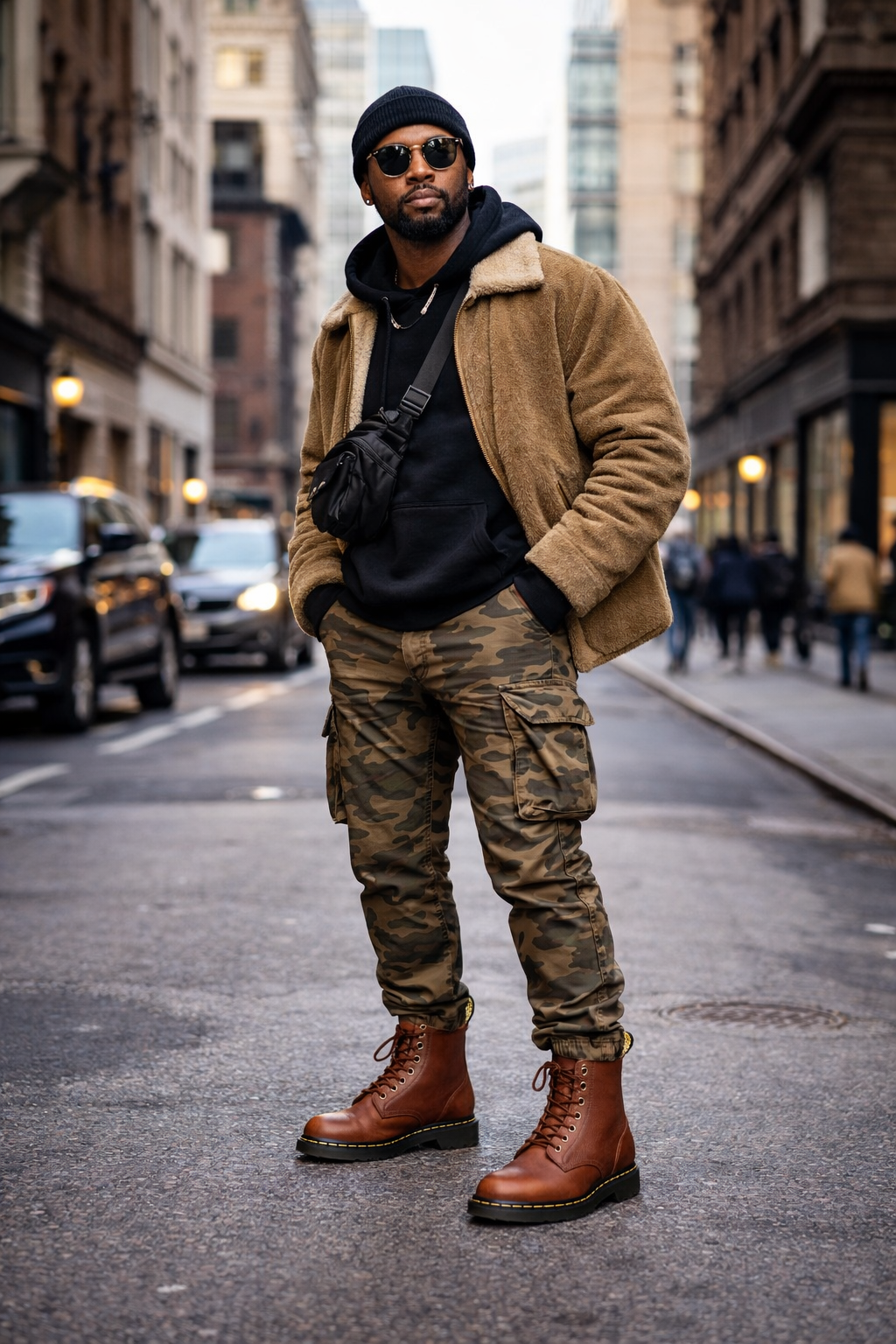 Dr. Martens 1460 Brown Leather 8-Eye Combat Boots – Classic Lace-Up Ankle Boots with AirWair Sole