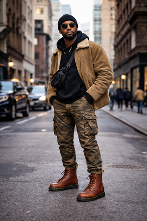 Dr. Martens 1460 Brown Leather 8-Eye Combat Boots – Classic Lace-Up Ankle Boots with AirWair Sole