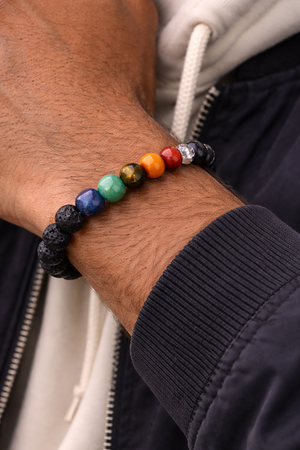 7 Chakra Lava Stone Healing Bracelet – Natural Gemstone Balance, Meditation & Energy Alignment Bracelet for Men & Women