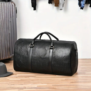 Large Capacity Crocodile Pattern Travel Duffle Bag – Luxury Waterproof Weekender Carry-On Gym & Luggage Tote for Men & Women