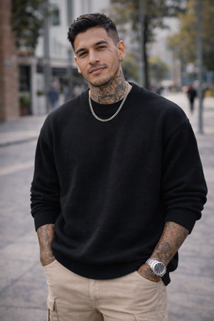 Men’s Premium Wool Blend Crewneck Sweater – Soft, Warm, Lightweight Polyester Mix Pullover for Fall & Winter