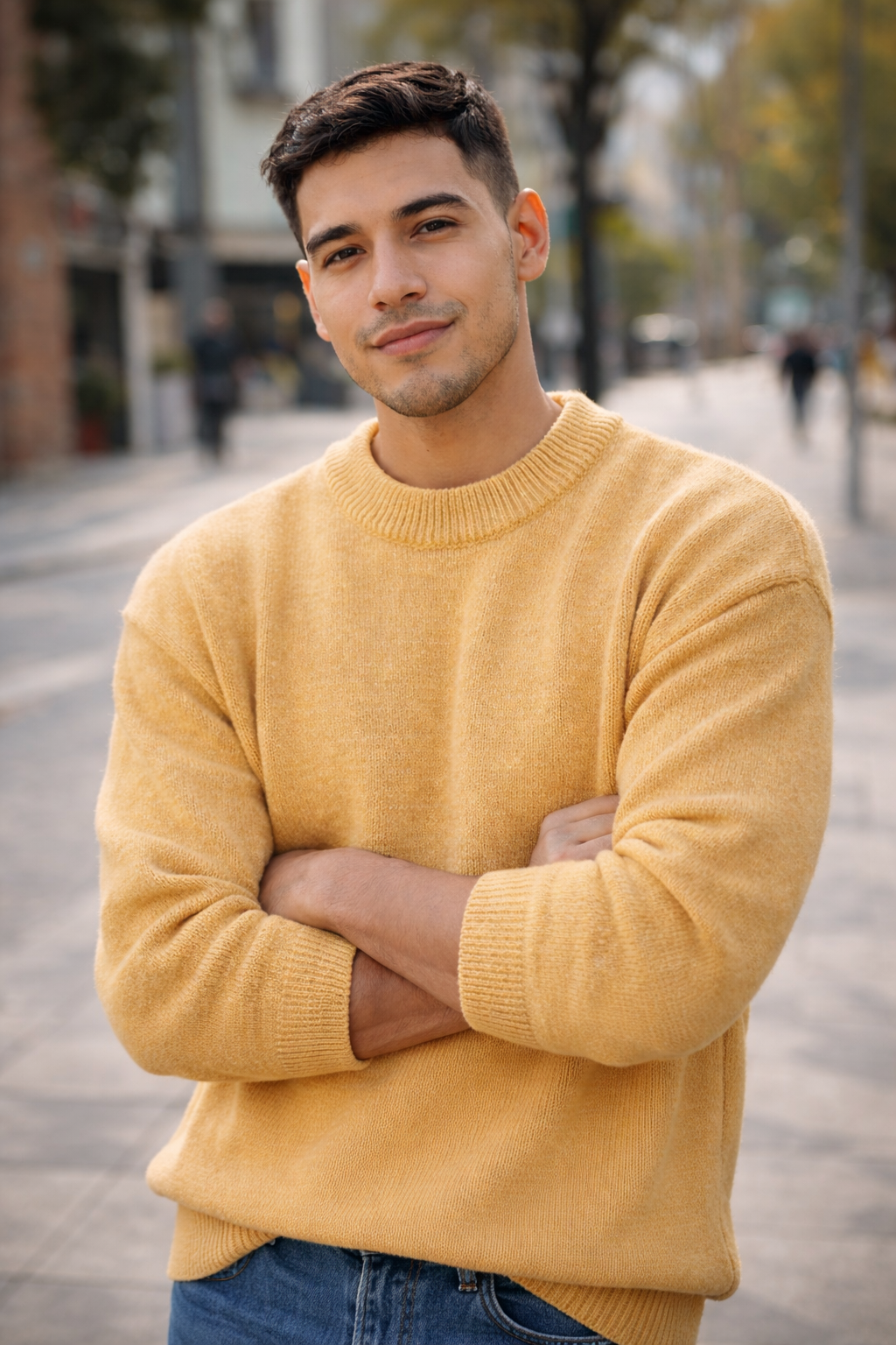 Men’s Premium Wool Blend Crewneck Sweater – Soft, Warm, Lightweight Polyester Mix Pullover for Fall & Winter