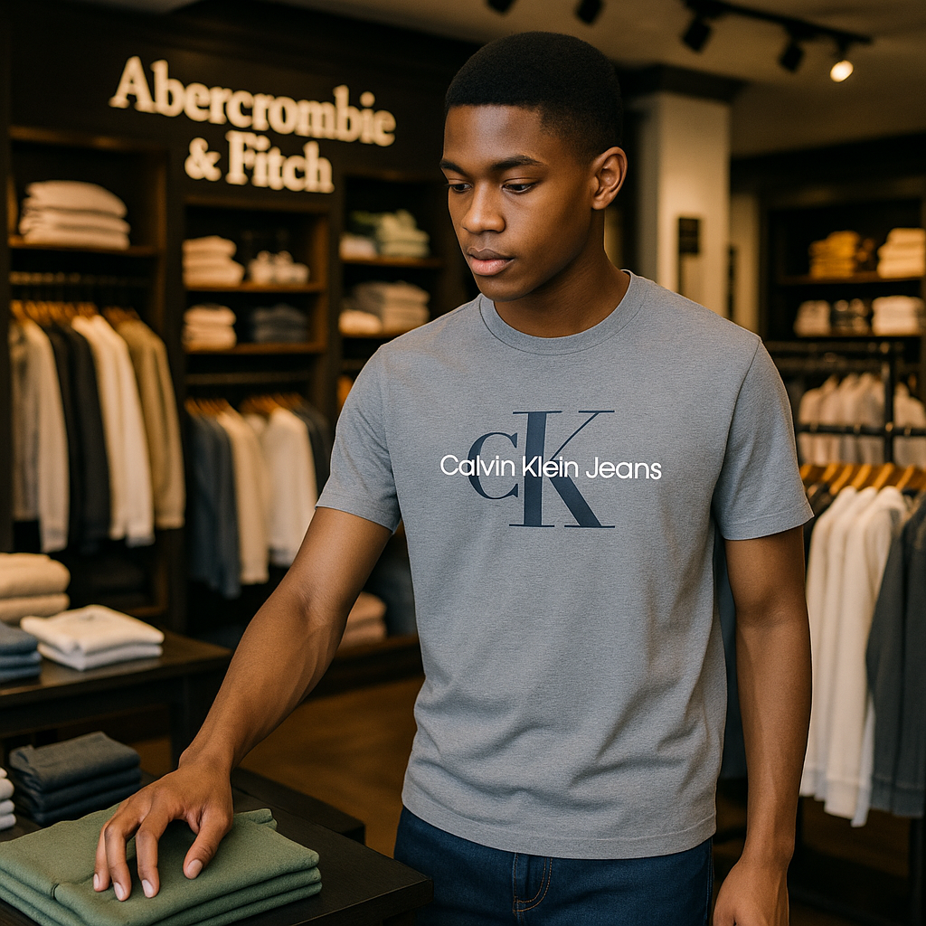 Calvin Klein Jeans Logo Graphic T-Shirt for Men – Classic Grey Crewneck Tee, Casual Designer Style