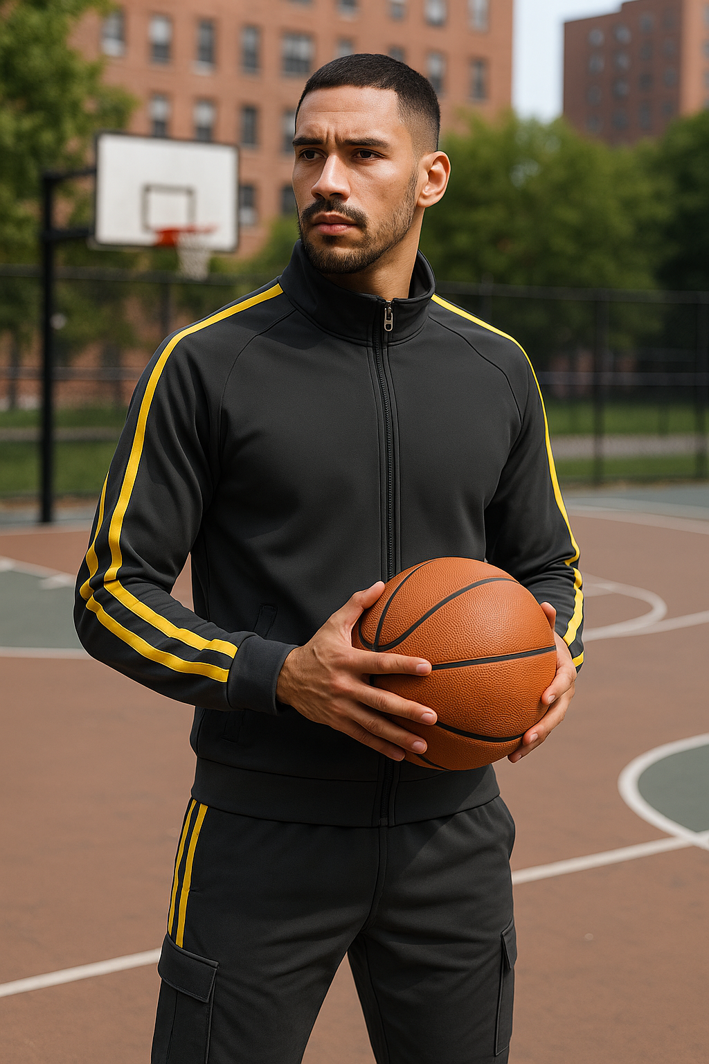 Men’s Dark Grey & Yellow Stripe Track Jacket
