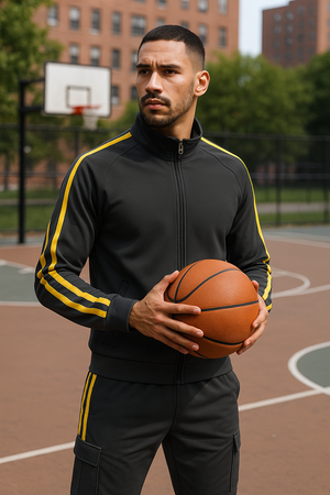 Men’s Dark Grey & Yellow Stripe Track Jacket