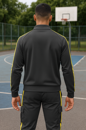 Men’s Dark Grey & Yellow Stripe Track Jacket